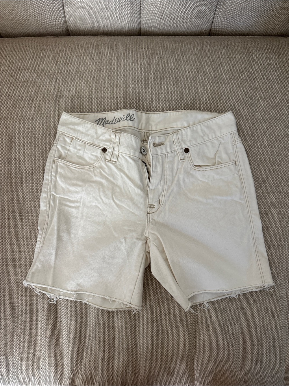 Madewell Cream Women's Denim Cutoff Shorts